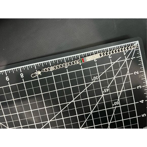 Gucci gg silver tone chain bar bracelet unisex - Picture 7 of 7